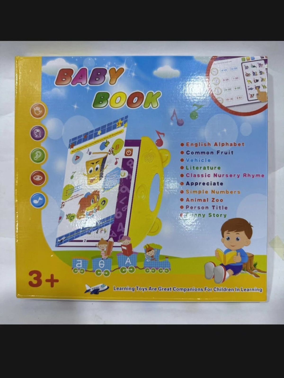 Interactive musically Baby Learning Book – 10+ Educational Categories with English Alphabet, Music, and Stories